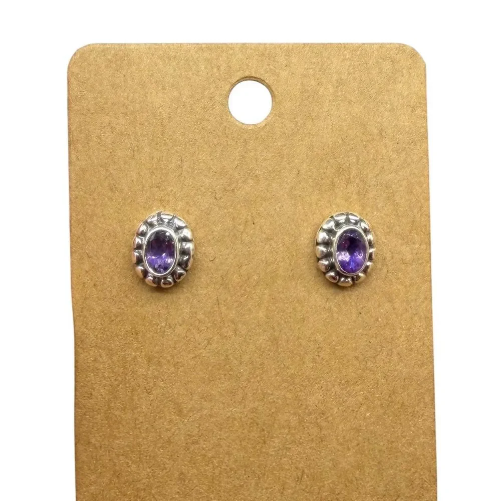 925 Sterling Silver genuine amethyst